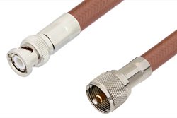 UHF Male to BNC Male Cable 12 Inch Length Using RG393 Coax