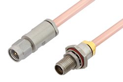 3.5mm Male to 3.5mm Female Bulkhead Cable 6 Inch Length Using RG402 Coax