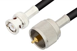 UHF Male to BNC Male Cable 24 Inch Length Using 93 Ohm RG62 Coax