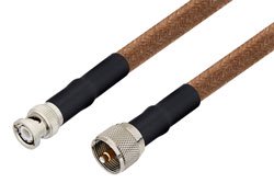 UHF Male to BNC Male Cable 12 Inch Length Using RG225 Coax , LF Solder