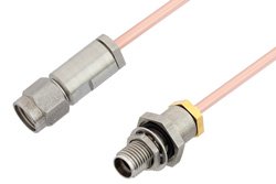 3.5mm Male to 3.5mm Female Bulkhead Cable 60 Inch Length Using RG405 Coax