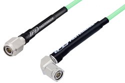 TNC Male to TNC Male Right Angle Low Loss Test Cable 48 Inch Length Using PE-P142LL Coax with HeatShrink, LF Solder, RoHS