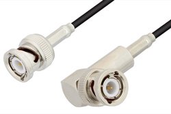 BNC Male to BNC Male Right Angle Cable 12 Inch Length Using RG174 Coax