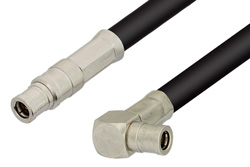 75 Ohm Mini SMB Plug to 75 Ohm Mini SMB Plug Right Angle Cable 36 Inch Length Using 75 Ohm RG59 Coax, RoHS