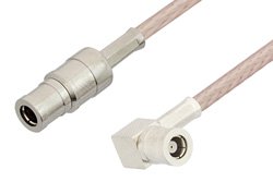 75 Ohm Mini SMB Plug to 75 Ohm Mini SMB Plug Right Angle Cable 36 Inch Length Using 75 Ohm RG179 Coax