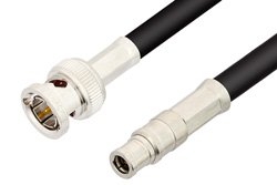 75 Ohm Mini SMB Plug to 75 Ohm BNC Male Cable 72 Inch Length Using 75 Ohm RG59 Coax, RoHS