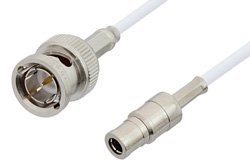 75 Ohm Mini SMB Plug to 75 Ohm BNC Male Cable 12 Inch Length Using 75 Ohm RG187 Coax, RoHS