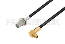 SMA Female Bulkhead to MMCX Plug Right Angle Cable 50 cm Length Using RG174 Coax