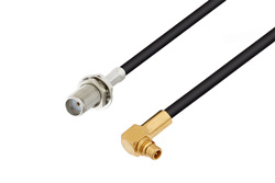 SMA Female Bulkhead to MMCX Plug Right Angle Cable 60 Inch Length Using RG174 Coax