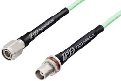 TNC Male to TNC Female Bulkhead Low Loss Test Cable 12 Inch Length Using PE-P142LL Coax, RoHS