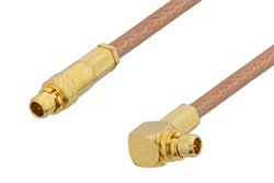 MMCX Plug to MMCX Plug Right Angle Cable 60 Inch Length Using RG178 Coax