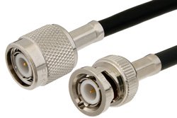 TNC Male to BNC Male Cable 24 Inch Length Using RG58 Coax, RoHS