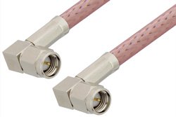 SMA Male Right Angle to SMA Male Right Angle Cable Using RG142 Coax, RoHS