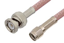 Reverse Polarity SMA Male to BNC Male Cable 60 Inch Length Using RG142 Coax