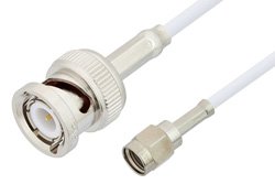Reverse Polarity SMA Male to BNC Male Cable 24 Inch Length Using RG188 Coax, RoHS