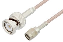 Reverse Polarity SMA Male to BNC Male Cable 24 Inch Length Using RG316 Coax, RoHS