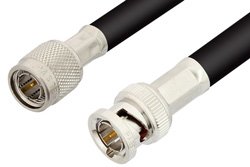 75 Ohm TNC Male to 75 Ohm BNC Male Cable 12 Inch Length Using 75 Ohm RG6 Coax, RoHS