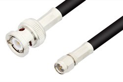 SMA Male to BNC Male Cable 60 Inch Length Using 75 Ohm RG59 Coax, RoHS