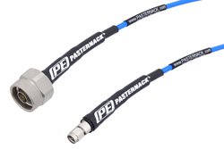 SMA Male to N Male Cable 60 Inch Length Using PE-P141 Coax with HeatShrink, LF Solder, RoHS