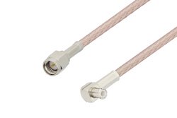 SMA Male to MCX Plug Right Angle Cable 39.37 Inch Length Using RG316-DS Coax , LF Solder
