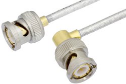 BNC Male to BNC Male Right Angle Cable 24 Inch Length Using PE-SR402FL Coax