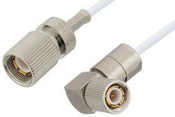 75 Ohm 1.6/5.6 Plug to 75 Ohm 1.6/5.6 Plug Right Angle Cable 72 Inch Length Using 75 Ohm RG187 Coax