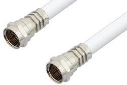75 Ohm F Male to 75 Ohm F Male Cable 12 Inch Length Using 75 Ohm RG59-WHITE Coax, LF Solder