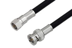 75 Ohm F Male to 75 Ohm BNC Male Cable 12 Inch Length Using 75 Ohm RG6-CATV Coax, LF Solder, RoHS