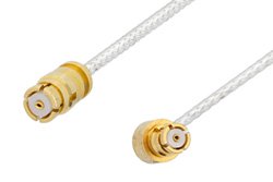 SMP Female to SMP Female Right Angle Cable 12 Inch Length Using PE-SR047FL Coax