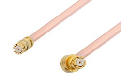 SMP Female to SMP Female Right Angle Cable 48 Inch Length Using RG405 Coax, RoHS