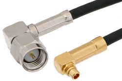 SMA Male Right Angle to MMCX Plug Right Angle Cable 24 Inch Length Using RG174 Coax