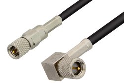 10-32 Male to 10-32 Male Right Angle Cable 12 Inch Length Using RG174 Coax