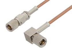 10-32 Male to 10-32 Male Right Angle Cable 24 Inch Length Using RG178 Coax