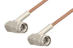 SSMA Male Right Angle to SSMA Male Right Angle Cable 12 Inch Length Using RG178 Coax