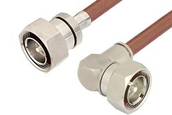 7/16 DIN Male to 7/16 DIN Male Right Angle Cable 12 Inch Length Using RG393 Coax