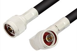 N Male to N Male Right Angle Cable Using RG8 Coax, RoHS