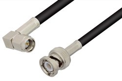 SMA Male Right Angle to BNC Male Cable 12 Inch Length Using RG223 Coax, RoHS