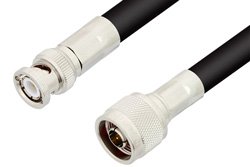 N Male to BNC Male Cable 24 Inch Length Using RG213 Coax