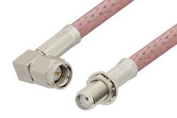 SMA Male Right Angle to SMA Female Bulkhead Cable Using RG142 Coax