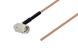 SMA Male Right Angle to Straight Cut Lead Cable 12 Inch Length Using RG178 Coax
