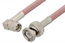 SMA Male Right Angle to BNC Male Cable 18 Inch Length Using RG142 Coax