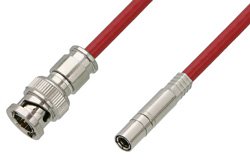 75 Ohm Mini SMB Plug to 75 Ohm BNC Male Cable 36 Inch Length Using 75 Ohm PE-B159-RD Red Coax