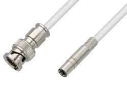 75 Ohm Mini SMB Plug to 75 Ohm BNC Male Cable 60 Inch Length Using 75 Ohm PE-B159-WH White Coax