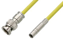 75 Ohm Mini SMB Plug to 75 Ohm BNC Male Cable 60 Inch Length Using 75 Ohm PE-B159-YW Yellow Coax