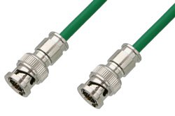 75 Ohm BNC Male to 75 Ohm BNC Male Cable Using 75 Ohm PE-B159-GR Green Coax