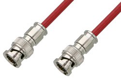 75 Ohm BNC Male to 75 Ohm BNC Male Cable 12 Inch Length Using 75 Ohm PE-B159-RD Red Coax