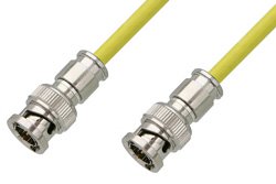 75 Ohm BNC Male to 75 Ohm BNC Male Cable 12 Inch Length Using 75 Ohm PE-B159-YW Yellow Coax