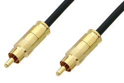 75 Ohm RCA Male to 75 Ohm RCA Male Cable 12 Inch Length Using 75 Ohm PE-B159-BK Black Coax