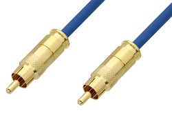 75 Ohm RCA Male to 75 Ohm RCA Male Cable 24 Inch Length Using 75 Ohm PE-B159-BL Blue Coax