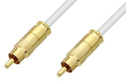 75 Ohm RCA Male to 75 Ohm RCA Male Cable 12 Inch Length Using 75 Ohm PE-B159-WH White Coax